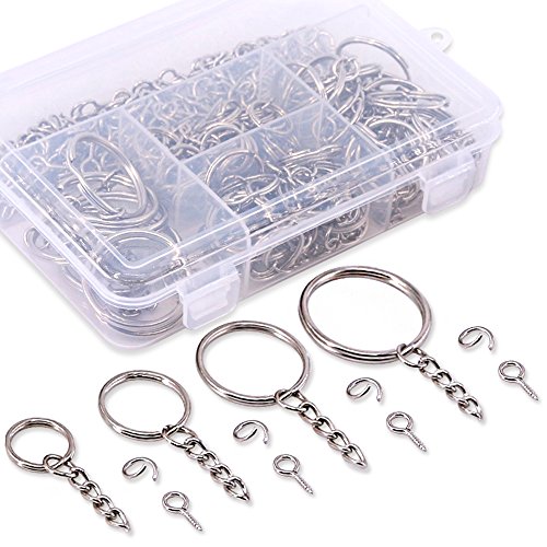 Swpeet 300 Stück Schlüsselring mit Kette Schlüsselanhänger mit Spaltringe,Schlüsselanhänger Ringe Spaltschlüsselringe mit Gliederkette für Schmuckherstellung Swpeet 300 Stück Schlüsselring mit Kette Schlüsselanhänger mit Spaltringe,Schlüsselanhänger Ringe Spaltschlüsselringe mit Gliederkette für Schmuckherstellung von Swpeet