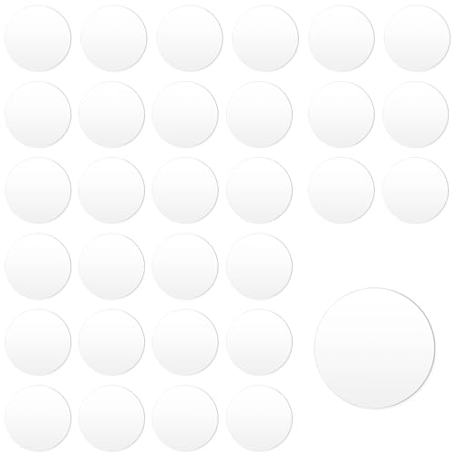 Swpeet 30pcs 2,6 Zoll Dicke 1mm Klare Acryl Kreis Blatt Kit, Runde Transparente Scheibe Ornament Blank Blätter für Kunstprojekt Malerei DIY Handwerk von Swpeet