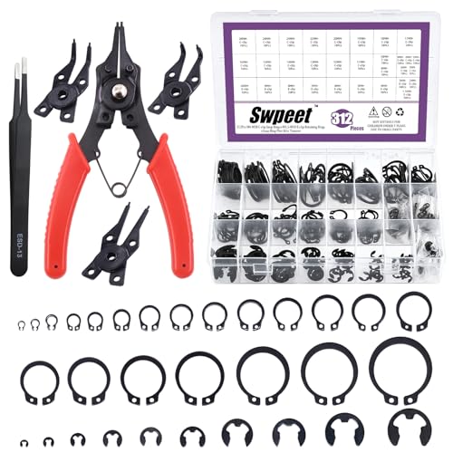 Swpeet 312Pcs 4 in 1 Snap Ring Zange mit legiertem Stahl M4-M28mm C-clip Externe Halteringe Snap Ringe und 1.5mm-10mm E-clips Halteringe Sortiment Kit, mitgelieferte Pinzette für Pin Clips Reparatur Swpeet 312Pcs 4 in 1 Snap Ring Zange mit legiertem Stahl M4-M28mm C-clip Externe Halteringe Snap Ringe und 1.5mm-10mm E-clips Halteringe Sortiment Kit, mitgelieferte Pinzette für Pin Clips Reparatur von Swpeet