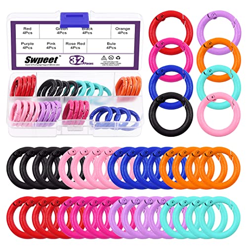 Swpeet 32Pcs 8 Farben 25mm - 1 Zoll Runde Frühling O Ringe Sortiment Kit, Kohlenstoffstahl Frühling Schlüsselring Schnalle Trigger Runde Schnappverschluss Karabinerhaken O Ringe Schnallen Swpeet 32Pcs 8 Farben 25mm - 1 Zoll Runde Frühling O Ringe Sortiment Kit, Kohlenstoffstahl Frühling Schlüsselring Schnalle Trigger Runde Schnappverschluss Karabinerhaken O Ringe Schnallen von Swpeet