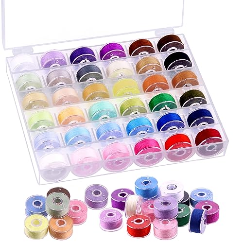 Swpeet 36Pcs 36 Farben Polyester vorgespult Spulen Nähen Set mit Spulenkasten, Nähgarn Spulen, vorgespult Spulen kompatibel mit Brother/Babylock/Janome/Elna/Singer Stickmaschine, Größe A Swpeet 36Pcs 36 Farben Polyester vorgespult Spulen Nähen Set mit Spulenkasten, Nähgarn Spulen, vorgespult Spulen kompatibel mit Brother/Babylock/Janome/Elna/Singer Stickmaschine, Größe A von Swpeet