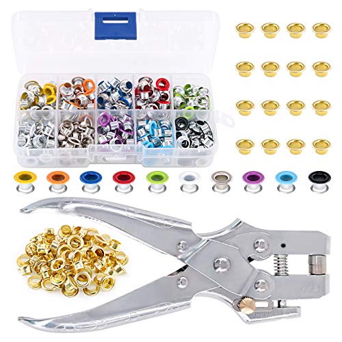 Swpeet 401 Stk Ösen Ösenzange Set,Ösenzange mit Tülle Ösen Scheiben(Innen-Ø 19mm),Grommet Werkzeug Kit mit Aufbewahrungsbox Locheisen & Einschlagstempel Ösen Sets für Leder und Stoffgürtel Kleidung von Swpeet