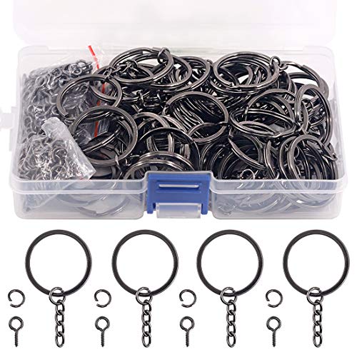 Swpeet 450 Stück 65 Zoll 30 mm schwarz flach Schlüsselanhänger Ringe Kit inklusive 100 Stück Split Schlüsselanhänger Ringe mit Kette und 100 Stück Biegeringe mit 100 Stück Schraube Auge Pins Swpeet 450 Stück 65 Zoll 30 mm schwarz flach Schlüsselanhänger Ringe Kit inklusive 100 Stück Split Schlüsselanhänger Ringe mit Kette und 100 Stück Biegeringe mit 100 Stück Schraube Auge Pins von Swpeet