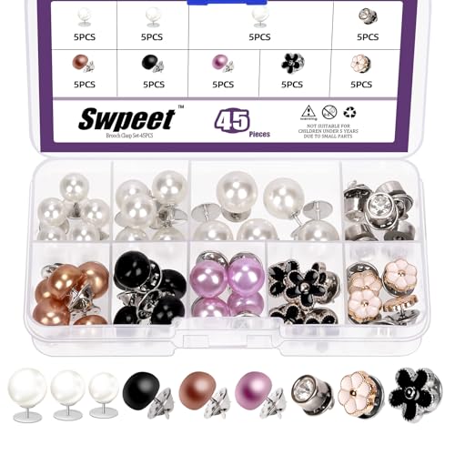 Swpeet 45Pcs 9 Stile Kein Nähen Perlenknöpfe Anti-Exposition Feste Broschen Perlen Pins Frauen Shirt Brosche Knöpfe Abdecken Knopf Pin Sicherheit Brosche Knöpfe für Kleidung Kleid Pullover Schuhe Swpeet 45Pcs 9 Stile Kein Nähen Perlenknöpfe Anti-Exposition Feste Broschen Perlen Pins Frauen Shirt Brosche Knöpfe Abdecken Knopf Pin Sicherheit Brosche Knöpfe für Kleidung Kleid Pullover Schuhe von Swpeet