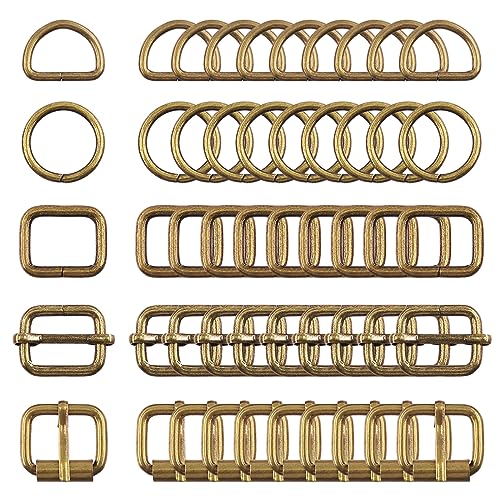 Swpeet 5 Metallschnallen – verstellbarer Schieber, D-Ring, runder Ring, Bronze, 3/4 Inch von Swpeet