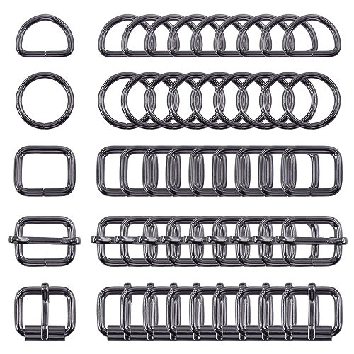Swpeet 5 Metallschnallen – verstellbarer Schieber, D-Ring, runder Ring, Gun-Black, 3/4 Inch von Swpeet