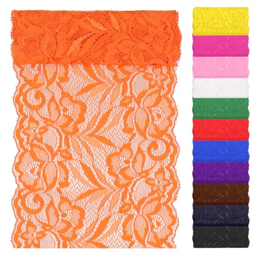 Swpeet 5 Yard by 6" Breite orange rote Spitze Stoff Stretch Elastic, Trim Spitze Band, elastische Näh Trim Band für Kleidungsstück, Stirnbänder, Hochzeit Bouquet Herstellung DIY Handwerk von Swpeet