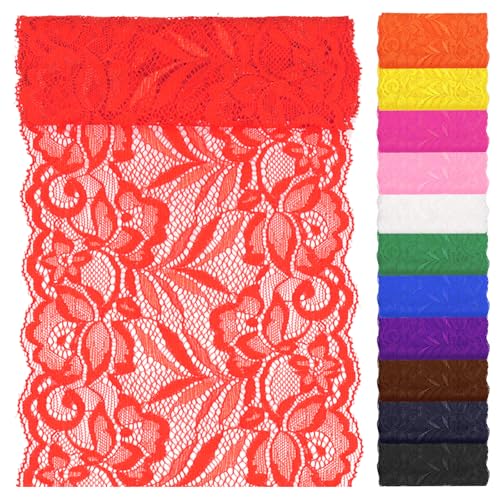 Swpeet 5 Yard by 6" Breite rote Spitze Stoff Stretch Elastic, Trim Spitze Band, elastische Nähen Trim Band für Kleidungsstück, Stirnbänder, Hochzeit Bouquet Herstellung DIY Handwerk Swpeet 5 Yard by 6" Breite rote Spitze Stoff Stretch Elastic, Trim Spitze Band, elastische Nähen Trim Band für Kleidungsstück, Stirnbänder, Hochzeit Bouquet Herstellung DIY Handwerk von Swpeet