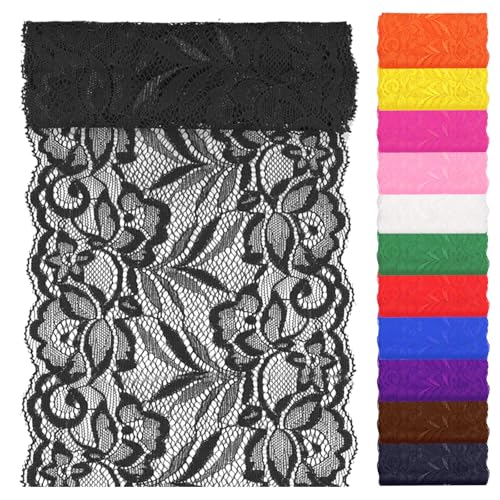 Swpeet 5 Yard by 6" Breite schwarze Spitze Stoff Stretch Elastic, Trim Spitze Band, elastische Nähen Trim Band für Kleidungsstück, Stirnbänder, Hochzeit Bouquet Herstellung DIY Handwerk Swpeet 5 Yard by 6" Breite schwarze Spitze Stoff Stretch Elastic, Trim Spitze Band, elastische Nähen Trim Band für Kleidungsstück, Stirnbänder, Hochzeit Bouquet Herstellung DIY Handwerk von Swpeet