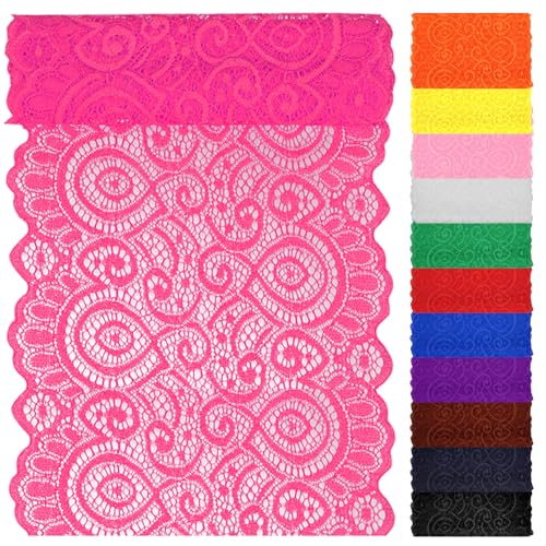 Swpeet 5 Yard by 7" Breite Rose Red Lace Stoff Stretch Elastic, Trim Lace Band, elastische Nähen Trim Band für Kleidungsstück, Stirnbänder, Hochzeit Bouquet Herstellung DIY Handwerk von Swpeet