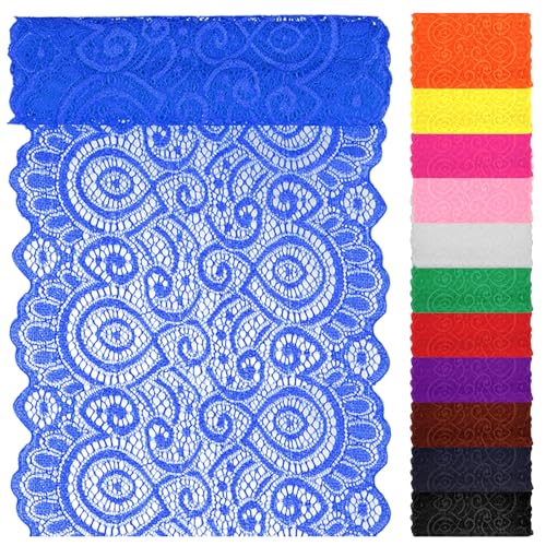 Swpeet 5 Yard by 7" Breite Royal Blue Lace Stoff Stretch Elastic, Trim Lace Band, elastische Näh Trim Band für Kleidungsstück, Stirnbänder, Hochzeit Bouquet Herstellung DIY Handwerk von Swpeet