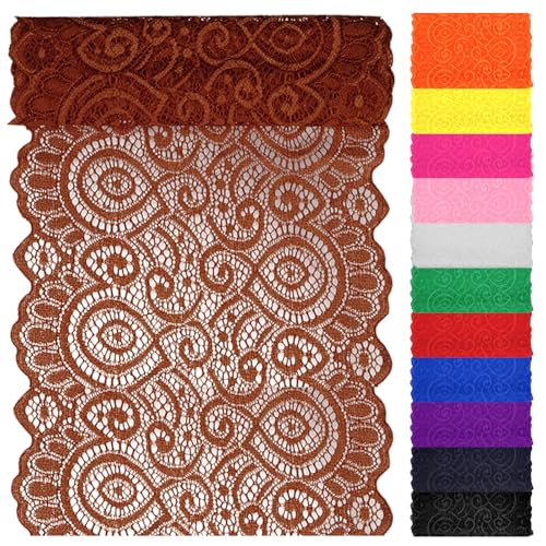 Swpeet 5 Yard by 7" Breite braune Spitze Stoff Stretch Elastic, Trim Spitze Band, elastische Nähen Trim Band für Kleidungsstück, Stirnbänder, Hochzeit Bouquet Herstellung DIY Handwerk von Swpeet