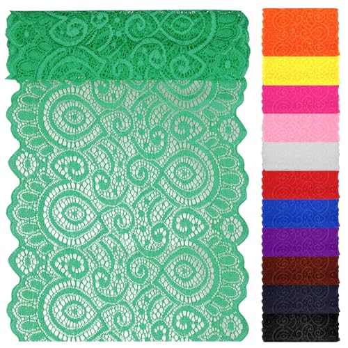 Swpeet 5 Yard by 7" Breite grüne Spitze Stoff Stretch Elastic, Trim Spitze Band, elastische Nähen Trim Band für Kleidungsstück, Stirnbänder, Hochzeit Bouquet Herstellung DIY Handwerk von Swpeet