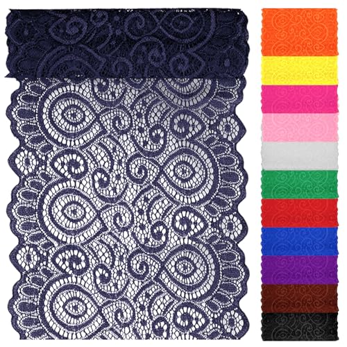 Swpeet 5 Yard by 7" Breite marineblaue Spitze Stoff Stretch Elastic, Trim Spitze Band, elastische Nähen Trim Band für Kleidungsstück, Stirnbänder, Hochzeit Bouquet Herstellung DIY Handwerk Swpeet 5 Yard by 7" Breite marineblaue Spitze Stoff Stretch Elastic, Trim Spitze Band, elastische Nähen Trim Band für Kleidungsstück, Stirnbänder, Hochzeit Bouquet Herstellung DIY Handwerk von Swpeet