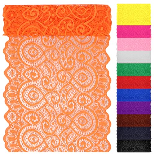 Swpeet 5 Yard by 7" Breite orange Spitze Stoff Stretch Elastic, Trim Spitze Band, elastische Nähen Trim Band für Kleidungsstück, Stirnbänder, Hochzeit Bouquet Herstellung DIY Handwerk Swpeet 5 Yard by 7" Breite orange Spitze Stoff Stretch Elastic, Trim Spitze Band, elastische Nähen Trim Band für Kleidungsstück, Stirnbänder, Hochzeit Bouquet Herstellung DIY Handwerk von Swpeet