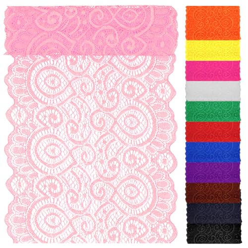 Swpeet 5 Yard by 7" Breite rosa Spitze Stoff Stretch Elastic, Trim Spitze Band, elastische Nähen Trim Band für Kleidungsstück, Stirnbänder, Hochzeit Bouquet Herstellung DIY Handwerk Swpeet 5 Yard by 7" Breite rosa Spitze Stoff Stretch Elastic, Trim Spitze Band, elastische Nähen Trim Band für Kleidungsstück, Stirnbänder, Hochzeit Bouquet Herstellung DIY Handwerk von Swpeet