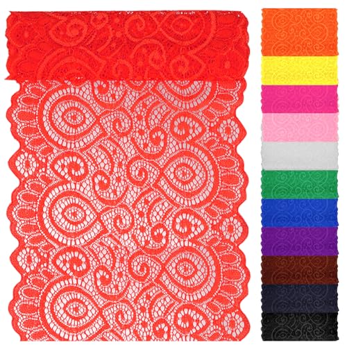 Swpeet 5 Yard by 7" Breite rote Spitze Stoff Stretch Elastic, Trim Spitze Band, elastische Nähen Trim Band für Kleidungsstück, Stirnbänder, Hochzeit Bouquet Herstellung DIY Handwerk Swpeet 5 Yard by 7" Breite rote Spitze Stoff Stretch Elastic, Trim Spitze Band, elastische Nähen Trim Band für Kleidungsstück, Stirnbänder, Hochzeit Bouquet Herstellung DIY Handwerk von Swpeet