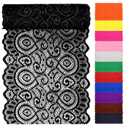 Swpeet 5 Yard by 7" Breite schwarze Spitze Stoff Stretch Elastic, Trim Spitze Band, elastische Nähen Trim Band für Kleidungsstück, Stirnbänder, Hochzeit Bouquet Herstellung DIY Handwerk Swpeet 5 Yard by 7" Breite schwarze Spitze Stoff Stretch Elastic, Trim Spitze Band, elastische Nähen Trim Band für Kleidungsstück, Stirnbänder, Hochzeit Bouquet Herstellung DIY Handwerk von Swpeet