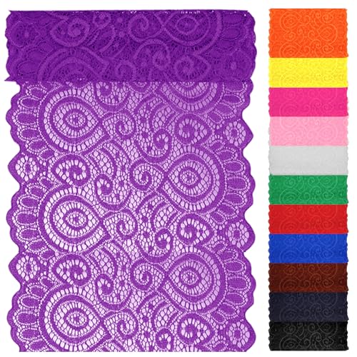 Swpeet 5 Yard by 7" Wide Purple Lace Fabric Stretch Elastic, Trim Lace Ribbon, Elastic Sewing Trim Ribbon for Garment, Headbands, Wedding Bouquet Making DIY Crafts Swpeet 5 Yard by 7" Wide Purple Lace Fabric Stretch Elastic, Trim Lace Ribbon, Elastic Sewing Trim Ribbon for Garment, Headbands, Wedding Bouquet Making DIY Crafts von Swpeet