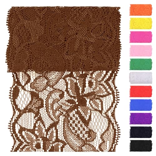 Swpeet 5 Yard von 3.15" Breite braune Spitze Stoff Stretch Elastic, Trim Spitze Band, elastische Nähen Trim Band für Kleidungsstück, Stirnbänder, Hochzeit Bouquet Herstellung DIY Handwerk Swpeet 5 Yard von 3.15" Breite braune Spitze Stoff Stretch Elastic, Trim Spitze Band, elastische Nähen Trim Band für Kleidungsstück, Stirnbänder, Hochzeit Bouquet Herstellung DIY Handwerk von Swpeet