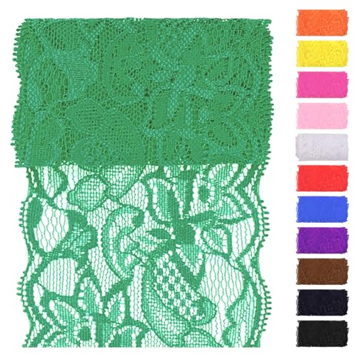 Swpeet 5 Yard von 3.15" Breite grüne Spitze Stoff Stretch Elastic, Trim Spitze Band, elastische Nähen Trim Band für Kleidungsstück, Stirnbänder, Hochzeit Bouquet Herstellung DIY Handwerk von Swpeet
