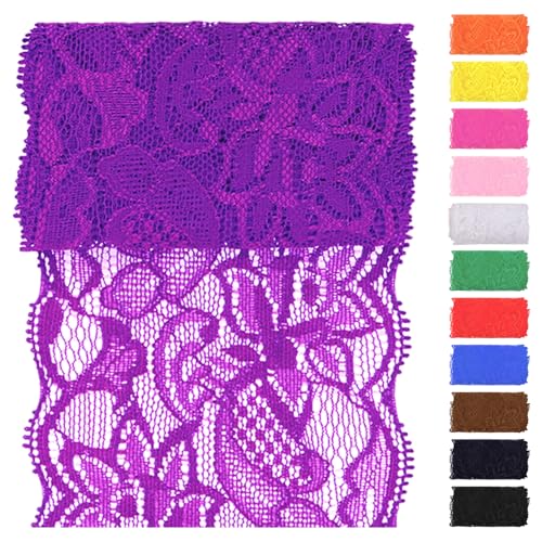 Swpeet 5 Yard von 3.15" Breite lila Spitze Stoff Stretch Elastic, Trim Spitze Band, elastische Nähen Trim Band für Kleid, Stirnbänder, Hochzeit Bouquet Herstellung DIY Handwerk Swpeet 5 Yard von 3.15" Breite lila Spitze Stoff Stretch Elastic, Trim Spitze Band, elastische Nähen Trim Band für Kleid, Stirnbänder, Hochzeit Bouquet Herstellung DIY Handwerk von Swpeet