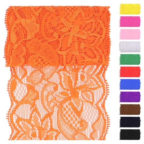 Swpeet 5 Yard von 3.15" Breite orange Spitze Stoff Stretch Elastic, Trim Spitze Band, elastische Nähen Trim Band für Kleidungsstück, Stirnbänder, Hochzeit Bouquet Herstellung DIY Handwerk Swpeet 5 Yard von 3.15" Breite orange Spitze Stoff Stretch Elastic, Trim Spitze Band, elastische Nähen Trim Band für Kleidungsstück, Stirnbänder, Hochzeit Bouquet Herstellung DIY Handwerk von Swpeet