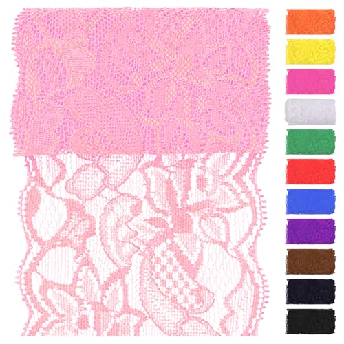 Swpeet 5 Yard von 3.15" Breite rosa Spitze Stoff Stretch Elastic, Trim Spitze Band, elastische Nähen Trim Band für Kleidungsstück, Stirnbänder, Hochzeit Bouquet Herstellung DIY Handwerk Swpeet 5 Yard von 3.15" Breite rosa Spitze Stoff Stretch Elastic, Trim Spitze Band, elastische Nähen Trim Band für Kleidungsstück, Stirnbänder, Hochzeit Bouquet Herstellung DIY Handwerk von Swpeet
