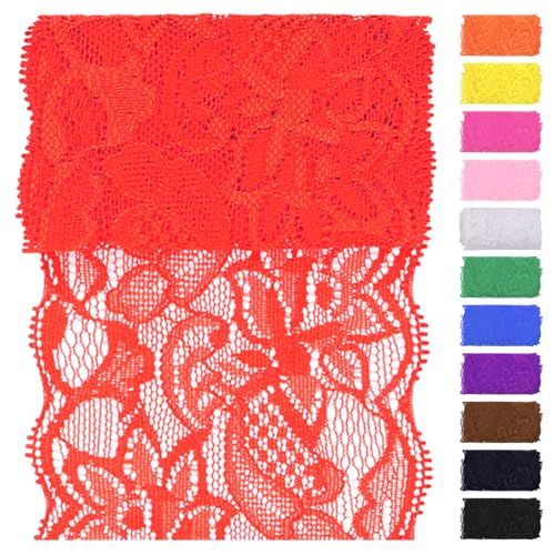 Swpeet 5 Yard von 3.15" Breite rote Spitze Stoff Stretch Elastic, Trim Spitze Band, elastische Nähen Trim Band für Kleidungsstück, Stirnbänder, Hochzeit Bouquet Herstellung DIY Handwerk Swpeet 5 Yard von 3.15" Breite rote Spitze Stoff Stretch Elastic, Trim Spitze Band, elastische Nähen Trim Band für Kleidungsstück, Stirnbänder, Hochzeit Bouquet Herstellung DIY Handwerk von Swpeet