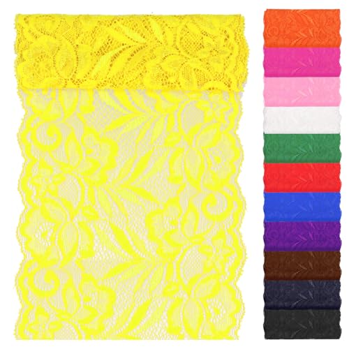 Swpeet 5 Yard von 6" Breite gelbe Spitze Stoff Stretch Elastic, Trim Spitze Band, elastische Nähen Trim Band für Kleid, Stirnbänder, Hochzeit Bouquet Herstellung DIY Handwerk Swpeet 5 Yard von 6" Breite gelbe Spitze Stoff Stretch Elastic, Trim Spitze Band, elastische Nähen Trim Band für Kleid, Stirnbänder, Hochzeit Bouquet Herstellung DIY Handwerk von Swpeet