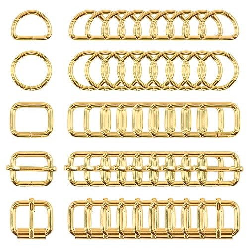 Swpeet 50 Stück Metallschnallen, Metall-Rollschnallen, verstellbare Metallschnallen, D-Ring, runder Ring, quadratischer Ring, Gold, 3/4 Inch Swpeet 50 Stück Metallschnallen, Metall-Rollschnallen, verstellbare Metallschnallen, D-Ring, runder Ring, quadratischer Ring, Gold, 3/4 Inch von Swpeet