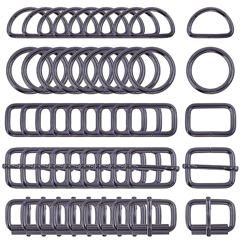 Swpeet 50 Stück Metallschnallen, Metall-Rollschnallen, verstellbare Metallschnallen, D-Ring, runder Ring, quadratischer Ring, Gun-Black, 1 Inch Swpeet 50 Stück Metallschnallen, Metall-Rollschnallen, verstellbare Metallschnallen, D-Ring, runder Ring, quadratischer Ring, Gun-Black, 1 Inch von Swpeet