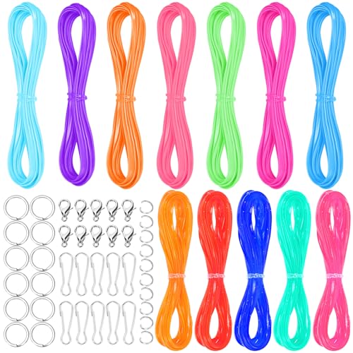 Swpeet 52Pcs Lanyard String Sortiment Kit, enthalten Kunststoff Schnüre Schnur, Schlüsselanhänger Ringe, Snap Clip Haken, Hummerverschlüsse und offene Ringe, Gimp String Kit für Handwerk Swpeet 52Pcs Lanyard String Sortiment Kit, enthalten Kunststoff Schnüre Schnur, Schlüsselanhänger Ringe, Snap Clip Haken, Hummerverschlüsse und offene Ringe, Gimp String Kit für Handwerk von Swpeet