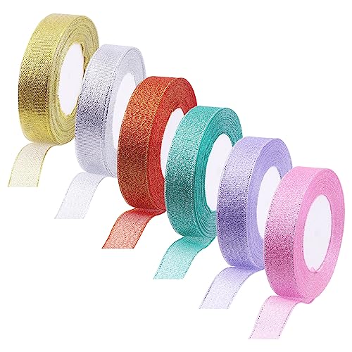Swpeet 6 Rollen 150 Yards Insgesamt, Jede Rolle Ca. 4/5"×25 Yard, 6-Farben Metallic Glitter Band, Feiertags Festival Satin Bänder, Geschenk Wrap Bänder Für Geburtstagsfeier Dekoration Swpeet 6 Rollen 150 Yards Insgesamt, Jede Rolle Ca. 4/5"×25 Yard, 6-Farben Metallic Glitter Band, Feiertags Festival Satin Bänder, Geschenk Wrap Bänder Für Geburtstagsfeier Dekoration von Swpeet