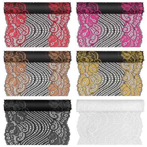 Swpeet 6 Stück 91 x 17,8 cm breit, Blumenmuster, Spitzenstoff, elastisch, schwarzer Rand, Spitzenband, elastisches Nähband für Kleidungsstücke, Stirnbänder, Hochzeitsstrauß, Basteln, Basteln Swpeet 6 Stück 91 x 17,8 cm breit, Blumenmuster, Spitzenstoff, elastisch, schwarzer Rand, Spitzenband, elastisches Nähband für Kleidungsstücke, Stirnbänder, Hochzeitsstrauß, Basteln, Basteln von Swpeet