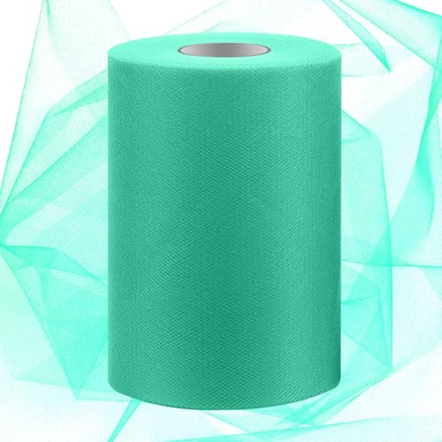 Swpeet 6 Zoll durch 100 Yards Mint Green Tüll Stoff Rolle, Stoff Spule Tüll Band, Band Sheer Mesh Netting Polyester Spule für DIY Geburtstagsfeier Hochzeitsdekorationen Weihnachten Handwerk Zubehör von Swpeet