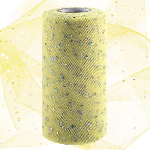 Swpeet 6 Zoll durch 50 Yards Faint Yellow Glitter Tüll Stoff Rolle, Stoff Spule Sparkling Tüll Band, Netz Polyester Spule für DIY Geburtstagsfeier Hochzeit Dekorationen Weihnachten Handwerk Zubehör Swpeet 6 Zoll durch 50 Yards Faint Yellow Glitter Tüll Stoff Rolle, Stoff Spule Sparkling Tüll Band, Netz Polyester Spule für DIY Geburtstagsfeier Hochzeit Dekorationen Weihnachten Handwerk Zubehör von Swpeet