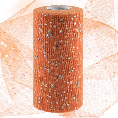 Swpeet 6 Zoll durch 50 Yards Orange Glitter Tüll Stoff Rolle, Stoff Spule Sparkling Tüll Band, Netz Polyester Spule für DIY Geburtstagsfeier Hochzeit Dekorationen Weihnachten Handwerk Zubehör Swpeet 6 Zoll durch 50 Yards Orange Glitter Tüll Stoff Rolle, Stoff Spule Sparkling Tüll Band, Netz Polyester Spule für DIY Geburtstagsfeier Hochzeit Dekorationen Weihnachten Handwerk Zubehör von Swpeet