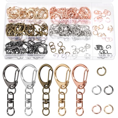 Swpeet 60pcs 5 Farben Hummer Claw Verschlüsse mit Jump Ringe Sortiment Kit, Schwarz/Silber/Bronze/Gold/Rose Gold Schwenkverschlüsse Lanyard Snap Haken, D-Snap Haken Schlüsselanhänger Clips Swpeet 60pcs 5 Farben Hummer Claw Verschlüsse mit Jump Ringe Sortiment Kit, Schwarz/Silber/Bronze/Gold/Rose Gold Schwenkverschlüsse Lanyard Snap Haken, D-Snap Haken Schlüsselanhänger Clips von Swpeet