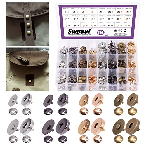 Swpeet 64 Sets 14/18 mm runde starke Magnetknopfverschlüsse aus Metall, goldfarben, silberfarben, bronzefarben, schwarz, DIY, Basteln, Nähen, Stricken, Knöpfe, Sets für Nähen, Kleidung, Leder Swpeet 64 Sets 14/18 mm runde starke Magnetknopfverschlüsse aus Metall, goldfarben, silberfarben, bronzefarben, schwarz, DIY, Basteln, Nähen, Stricken, Knöpfe, Sets für Nähen, Kleidung, Leder von Swpeet