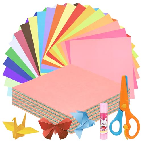 Swpeet 6x 6 Zoll Quadrat 500 Blätter 20 Farben Origami Papier Kit mit Klebestift und Schere, doppelseitiges Farbquadratisches Faltpapier für DIY Schule Kunst Handwerk Projekte Kinder Erwachsene Swpeet 6x 6 Zoll Quadrat 500 Blätter 20 Farben Origami Papier Kit mit Klebestift und Schere, doppelseitiges Farbquadratisches Faltpapier für DIY Schule Kunst Handwerk Projekte Kinder Erwachsene von Swpeet