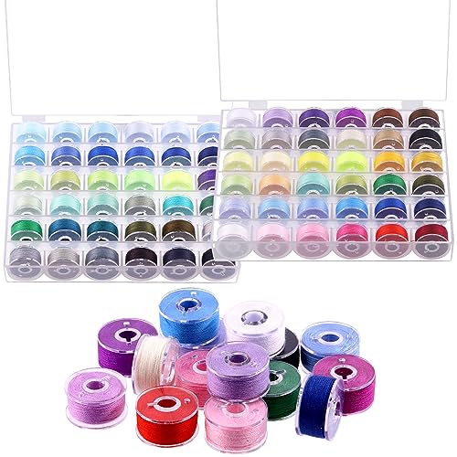 Swpeet 72Pcs 72 Farben Polyester vorgewickelte Spulen Nähset mit Spule Box, Nähfaden Spulen, vorgewickelte Spulen kompatibel mit Bruder/Babylock/Janome/Elna/Sänger Stickmaschine, Größe A von Swpeet