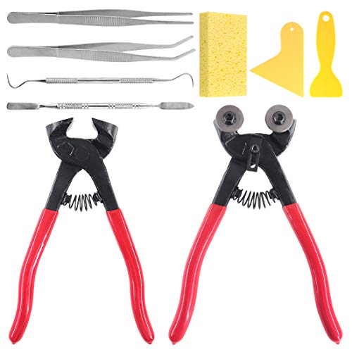Swpeet 9-teiliges Mosaik-Werkzeug-Set, inklusive robuster Glas-Mosaik-Zange und Fliesenzange, 2 Schaber, 2 Pinzetten, 1 doppelseitiger Haken, 1 Spatel mit 1 Schwamm für Mosaikfliesen Swpeet 9-teiliges Mosaik-Werkzeug-Set, inklusive robuster Glas-Mosaik-Zange und Fliesenzange, 2 Schaber, 2 Pinzetten, 1 doppelseitiger Haken, 1 Spatel mit 1 Schwamm für Mosaikfliesen von Swpeet