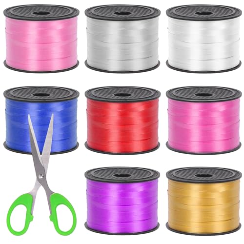 Swpeet 9Pcs 1/5" Breite x 100 Yards Curling Band Kit Mit Schere - 8 Farben Crimped Ballon Band für Geschenkverpackung, Party, Festival, Kunst Dekoration Supplies Swpeet 9Pcs 1/5" Breite x 100 Yards Curling Band Kit Mit Schere - 8 Farben Crimped Ballon Band für Geschenkverpackung, Party, Festival, Kunst Dekoration Supplies von Swpeet