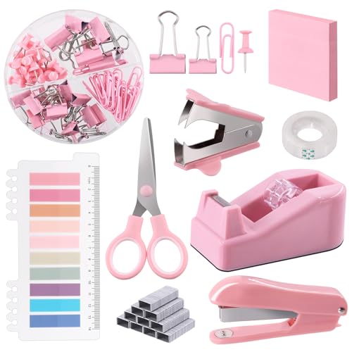 Swpeet 9Pcs rosa Bürozubehör Kit, Desk Accessories einschließlich Hefter, Bandspender, Hefter Entferner, Tabs, Schere, Hefter, Band, Clips und Haftnotiz Ideal für Büro und Schule Swpeet 9Pcs rosa Bürozubehör Kit, Desk Accessories einschließlich Hefter, Bandspender, Hefter Entferner, Tabs, Schere, Hefter, Band, Clips und Haftnotiz Ideal für Büro und Schule von Swpeet