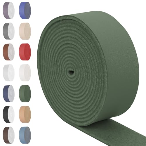 Swpeet Armee Grün 1 Zoll Breite 80 Zoll Lederband, einseitige Vollkornlederstreifen Schnur String, Lange Flache Ledergürtelstreifen Ideal für DIY-Handwerksprojekte, Kleidung, Schmuck, Verpackung von Swpeet