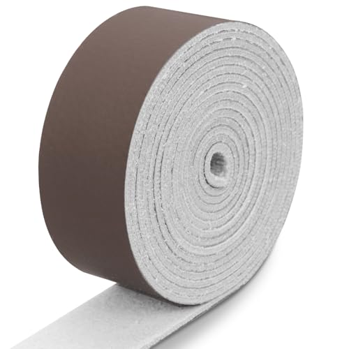 Swpeet Brown 1 Zoll breit 80 Zoll Lederband, einseitige Vollkornlederstreifen Schnur-String, Lange Flache Ledergürtelstreifen Ideal für DIY-Handwerksprojekte, Kleidung, Schmuck, Verpackung von Swpeet