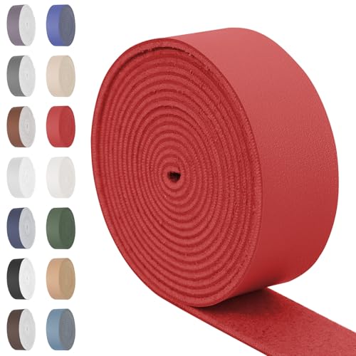 Swpeet China Rot 1 Zoll Breite 80 Zoll Lederband, einseitige Vollkornlederstreifen Schnur String, Lange Flache Ledergürtelstreifen Ideal für DIY-Handwerksprojekte, Kleidung, Schmuck, Verpackung von Swpeet
