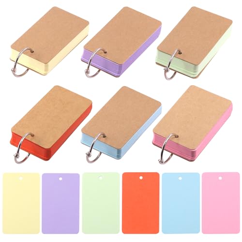 Swpeet Colored Index Cards 300 Blätter 2.1 x 3.5 Zoll farbige Indexkarten mit Binderingen, Notecards-Indexkarten, 6-Farben-einfache Flip-Flash-Karte leere Indexkarten für Schullernen Swpeet Colored Index Cards 300 Blätter 2.1 x 3.5 Zoll farbige Indexkarten mit Binderingen, Notecards-Indexkarten, 6-Farben-einfache Flip-Flash-Karte leere Indexkarten für Schullernen von Swpeet