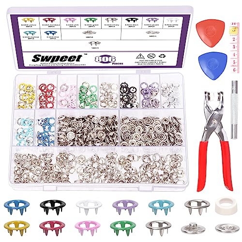 Swpeet Hollow and 200Sets 807Pcs 3/8" 10 Farben Hohl 5-prong Metall Druckknöpfe mit Druckknöpfen Werkzeug Befestigungszange und Schneider Kreide Sortiment Kit, Druckknöpfe für DIY Handwerk Swpeet Hollow and 200Sets 807Pcs 3/8" 10 Farben Hohl 5-prong Metall Druckknöpfe mit Druckknöpfen Werkzeug Befestigungszange und Schneider Kreide Sortiment Kit, Druckknöpfe für DIY Handwerk von Swpeet